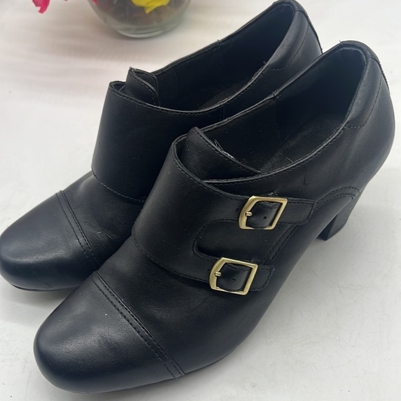 Clarks Bendables Black Heels with Gold Buckles Size 9.5 BAB4728A - Picture 4 of 9